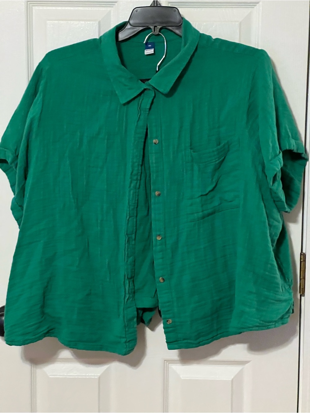 Old Navy 2-Piece Gauze Short Set Green Button-Up & Shorts Size 3X